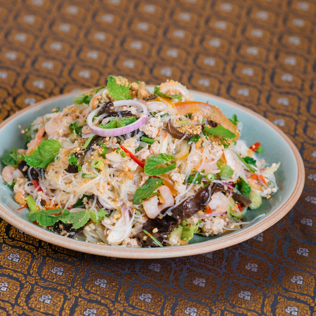 Yum Woon Sen Thai Vermicelli Salad with Green Mango Peel Sauce
